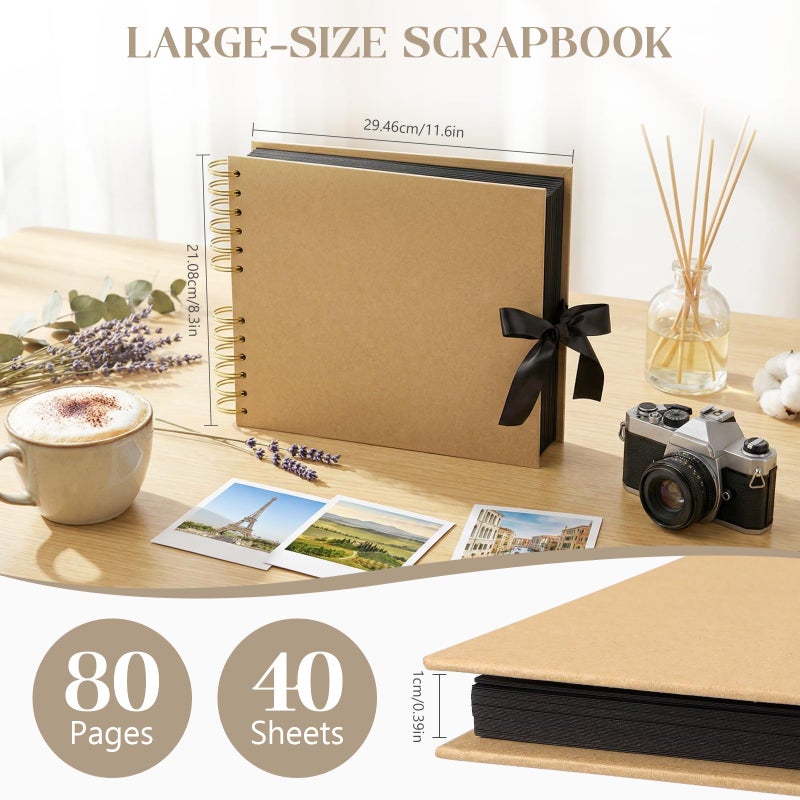 INNOCHEER Brown 8X12 Self Adhesive Scrapbook - 40 Sheets, 80 Pages, Hard Cover, Non-Fading Thick Craft Paper - Image 4